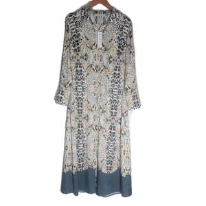 NWT Womens Chicos US SZ 10 Maxi Dress Button Up Animal Art Print MSRP $149